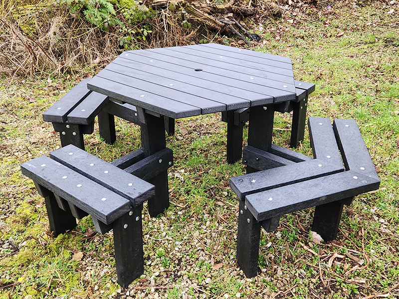 Recycled Plastic Hexagonal Picnic Table - Seats 6